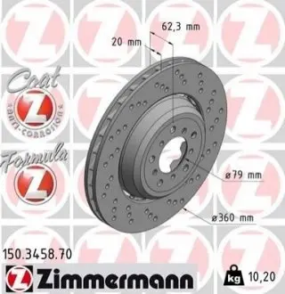 Гальмівний диск ZIMMERMANN 150345870