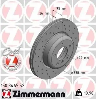 Гальмівний диск ZIMMERMANN 150346552