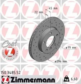 Диск гальмівний (передній) Mini Cooper 10- (294x22) ZIMMERMANN 150348552
