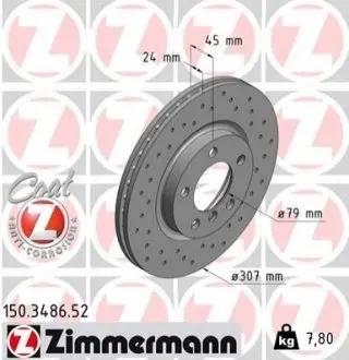 Диск гальмівний (передній) Mini R60/R61 10-16 (307x24) (з покриттям)(вентил.) ZIMMERMANN 150348652