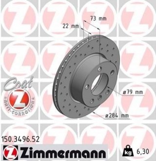 Тормозной диск ZIMMERMANN 150349652
