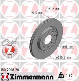 Тормозной диск ZIMMERMANN 180201820