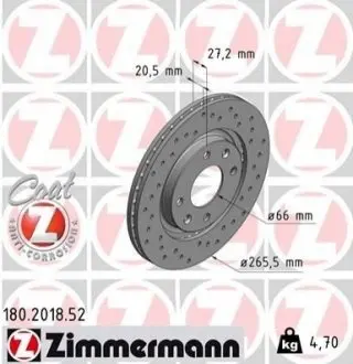 Гальмівний диск ZIMMERMANN 180201852