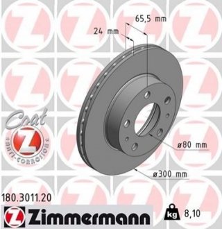 Тормозной диск ZIMMERMANN 180301120