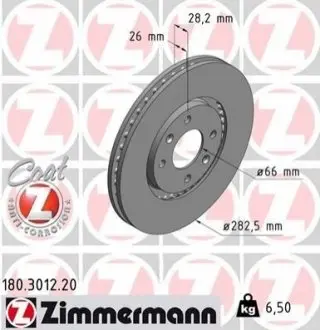 Гальмівний диск ZIMMERMANN 180301220