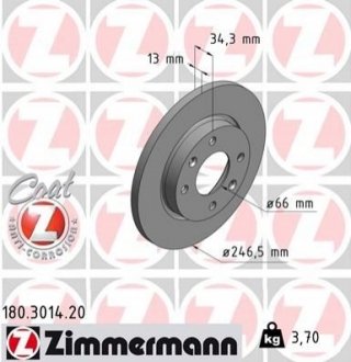 Тормозной диск ZIMMERMANN 180301420