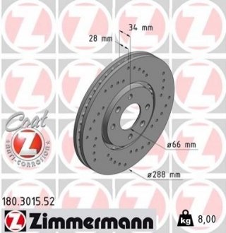 Тормозной диск ZIMMERMANN 180301552
