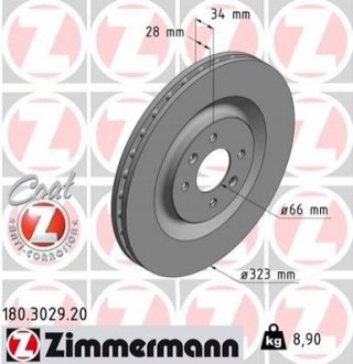 Гальмівні диски передні ZIMMERMANN 180302920