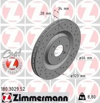 Тормозной диск SPORT BRAKE DISC Z ZIMMERMANN 180302952