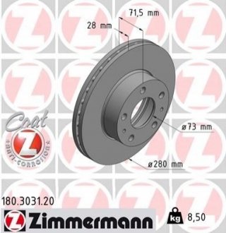 Тормозные диски передние ZIMMERMANN 180303120 (фото 1)