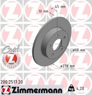 Гальмівний диск ZIMMERMANN 200251720 (фото 1)