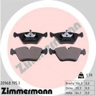 Колодки гальмівні (передні) BMW 3 (E36/E46) 92-06/5 (E34) 87-96/7 (E32) 87-94/Z3 (E36) 97-03 ZIMMERMANN 209681951 Купити в Україні