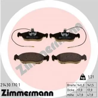 Гальмівні колодки, дискове гальмо (набір) ZIMMERMANN 214301701