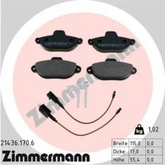 Колодки гальмівні (передні) Fiat 500 07-/Panda 03- (+датчики) ZIMMERMANN 214361706