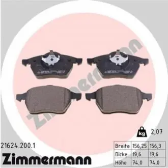 Колодки гальмівні (передні) Audi A4/VW Passat 1.6-2.8 95-01 (Ate-Teves) ZIMMERMANN 216242001