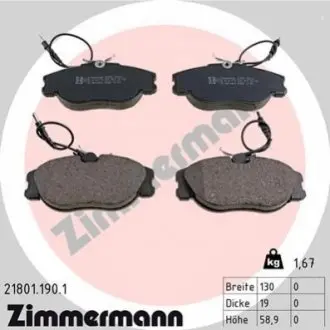 Тормозные колодки, дисковый тормоз.) ZIMMERMANN 218011901