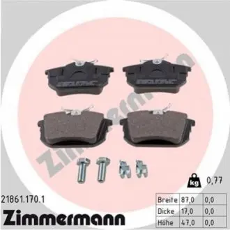 Гальмівні колодки, дискове гальмо (набір) ZIMMERMANN 218611701