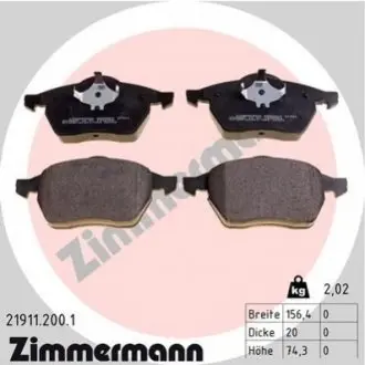 Колодки гальмівні (передні) Audi A3/VW Golf III -03 (Teves) (без датчика) ZIMMERMANN 219112001 Купити в Україні