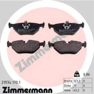 Колодки гальмівні (задні) BMW 3 (E46) 98-07 (Ate-Teves) ZIMMERMANN 219341701 Купити в Україні