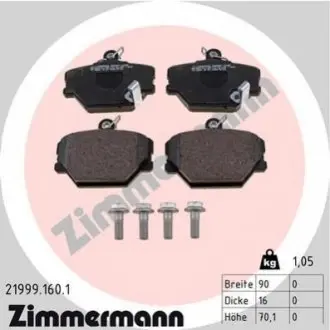 Колодки гальмівні (передні) Smart 0.6/0.7/1.0i/0.8cdi (Bosch) ZIMMERMANN 219991601 Купити в Україні
