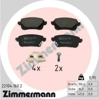 Колодки гальмівні (задні) Renault Captur/Zoe 20 ZIMMERMANN 221041602 Купити в Україні