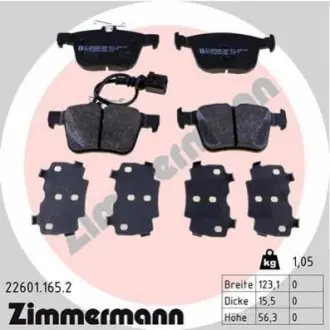 Колодки гальмівні (задні) Audi A3 2.5 RS 15 ZIMMERMANN 22601.165.2 Купити в Україні