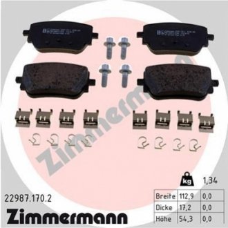 Колодки тормозные дисковые (комплект 4 шт.)) ZIMMERMANN 22987.170.2 (фото 1)