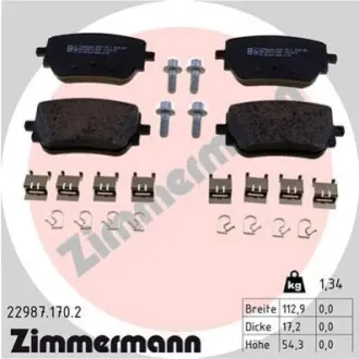 Колодки тормозные дисковые (комплект 4 шт.)) ZIMMERMANN 22987.170.2 Купить в Украине