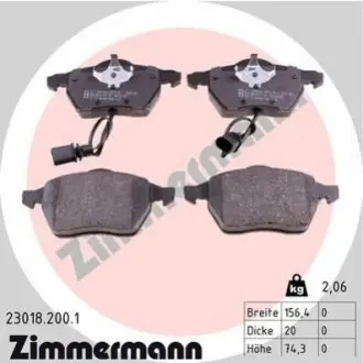 Колодки тормозные дисковые, к-кт ZIMMERMANN 230182001 Купить в Украине