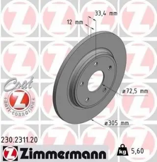 Гальмівний диск ZIMMERMANN 230231120