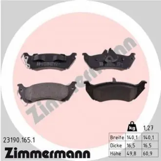 Колодки гальмівні (задні) MB M-class (W163) 98-05 ZIMMERMANN 231901651