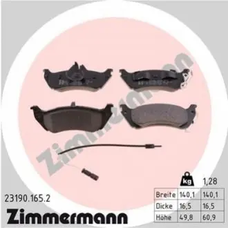 Колодки гальмівні (задні) MB M-class (W163) 98-05 ZIMMERMANN 231901652