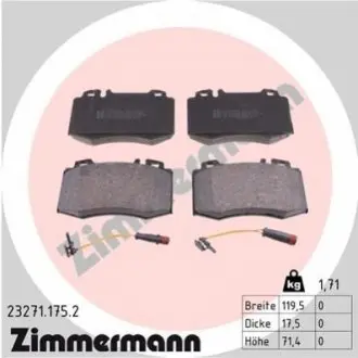 Гальмівні колодки, дискове гальмо (набір) ZIMMERMANN 232711752 Купити в Україні