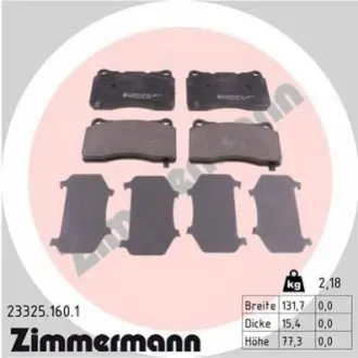 Колодки гальмівні (передні) Cadillac Ats/Cts/Opel Astra/Tesla Model S/X 03 ZIMMERMANN 233251601 Купити в Україні