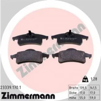 Колодки гальмівні (задні) Jeep Grand Cherokee II 99-05 ZIMMERMANN 233391701
