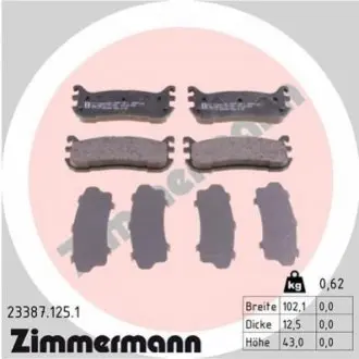 Гальмівні колодки, дискове гальмо (набір) ZIMMERMANN 233871251