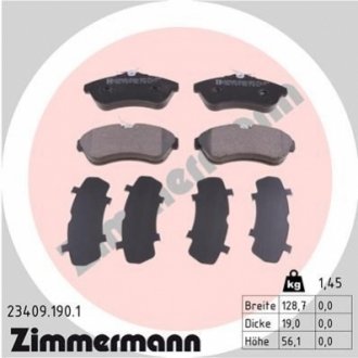 Гальмівні колодки, дискове гальмо (набір) ZIMMERMANN 234091901 (фото 1)