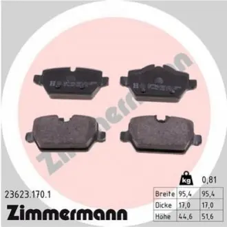 Колодки гальмівні (задні) BMW 3 (E90/E92) 04-11/1 (E81/82/87) 03-13 (Lucas-Girling) ZIMMERMANN 236231701 Купити в Україні