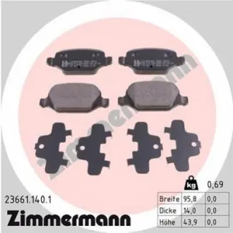Гальмівні колодки, дискове гальмо (набір) ZIMMERMANN 236611401