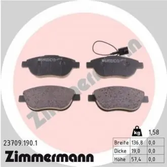 Тормозные колодки, дисковый тормоз.) ZIMMERMANN 237091901