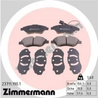 Тормозные колодки, дисковый тормоз.) ZIMMERMANN 237111901