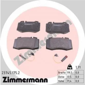 Колодки гальмівні (передні) MB C-class (W203)/E-class (W211) 00-09 (Brembo) ZIMMERMANN 237451752