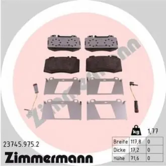 Колодки гальмівні (передні) MB C-class (W203)/E-class (W211) 00-09 (Brembo) ZIMMERMANN 237459752