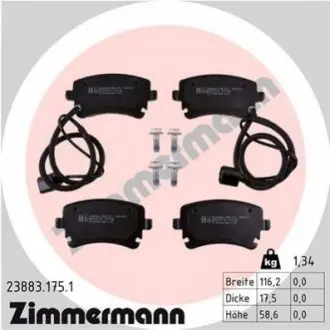 Колодки гальмівні (задні) VW Phaeton 02-16 (Lucas-Girling) (з датчиком) ZIMMERMANN 238831751 Купити в Україні