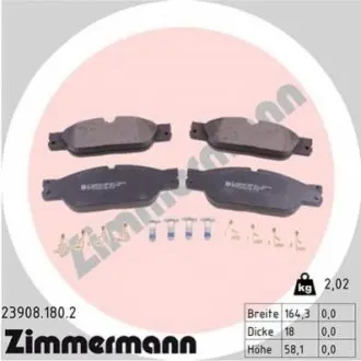 Комплект тормозных накладок, дисковое тормоз ZIMMERMANN 239081802