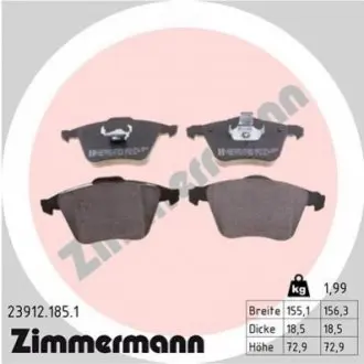 Колодки гальмівні (передні) Ford Focus/Mazda 3 05-14/Opel Vectra C 05-08/Volvo C30/S40/V40/V50 03 ZIMMERMANN 239121851 Купити в Україні