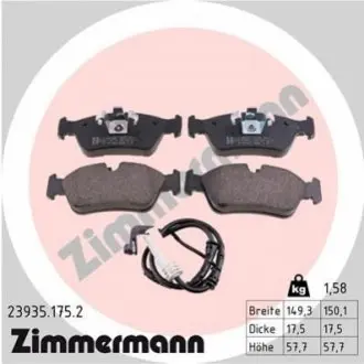 Колодки гальмівні (передні) BMW 1 (E87)/3 (E90) 04-11 (Ate) ZIMMERMANN 239351752