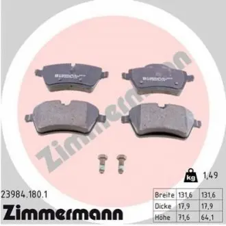 Колодки гальмівні (передні) Mini (R50/R53/R56/R59) 03-15 ZIMMERMANN 239841801 Купити в Україні