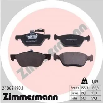 Гальмівні колодки, дискове гальмо (набір) ZIMMERMANN 240671901