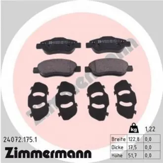 Тормозные колодки, дисковый тормоз.) ZIMMERMANN 240721751